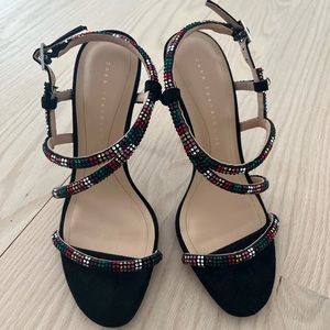Multicolored rhinestone and black never been worn Zara heels